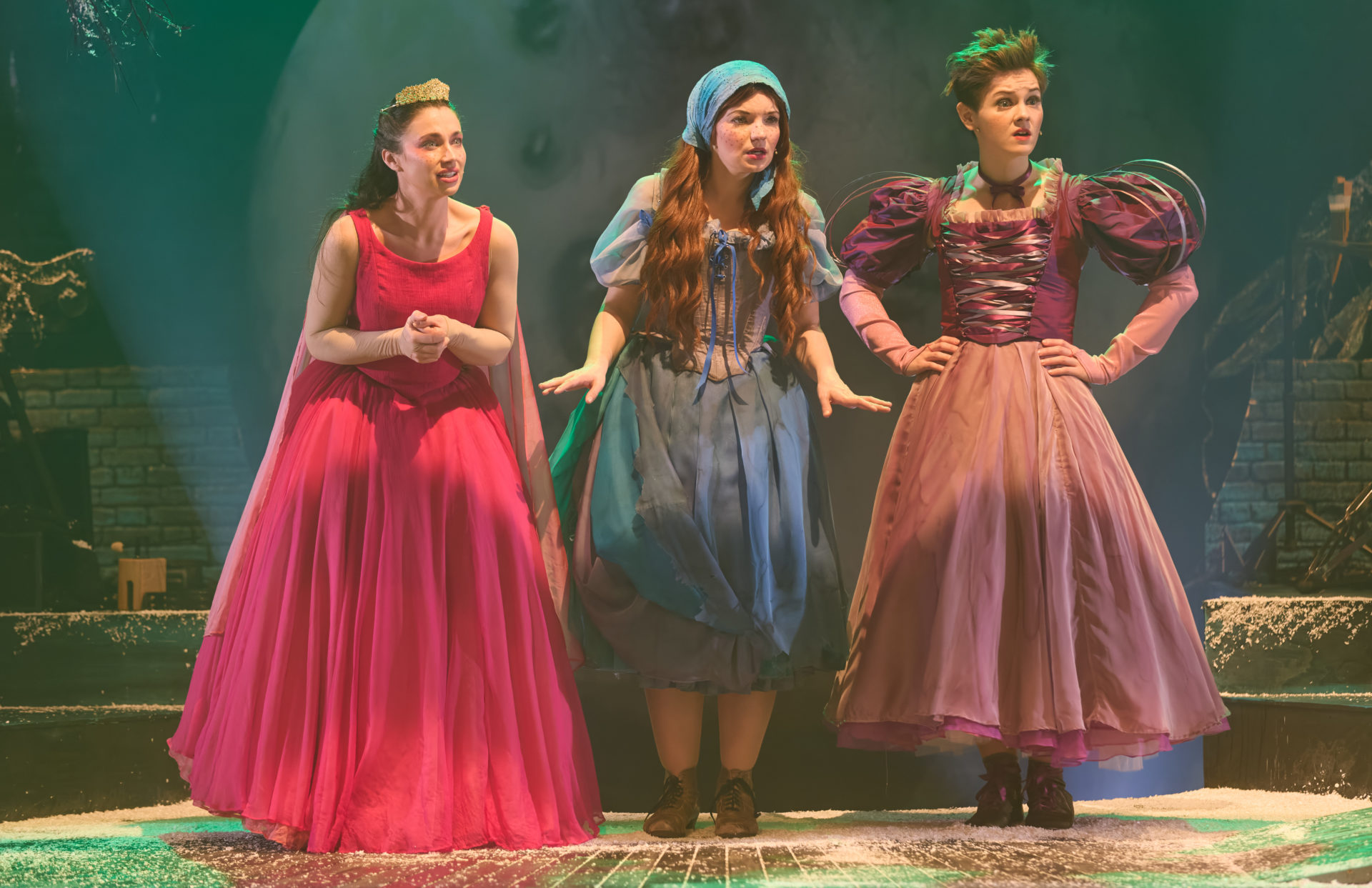 Bethzienna Williams as Sleeping Beauty, Katie Elin-Salt as Cinderella and Sarah Workman as Rapunzel