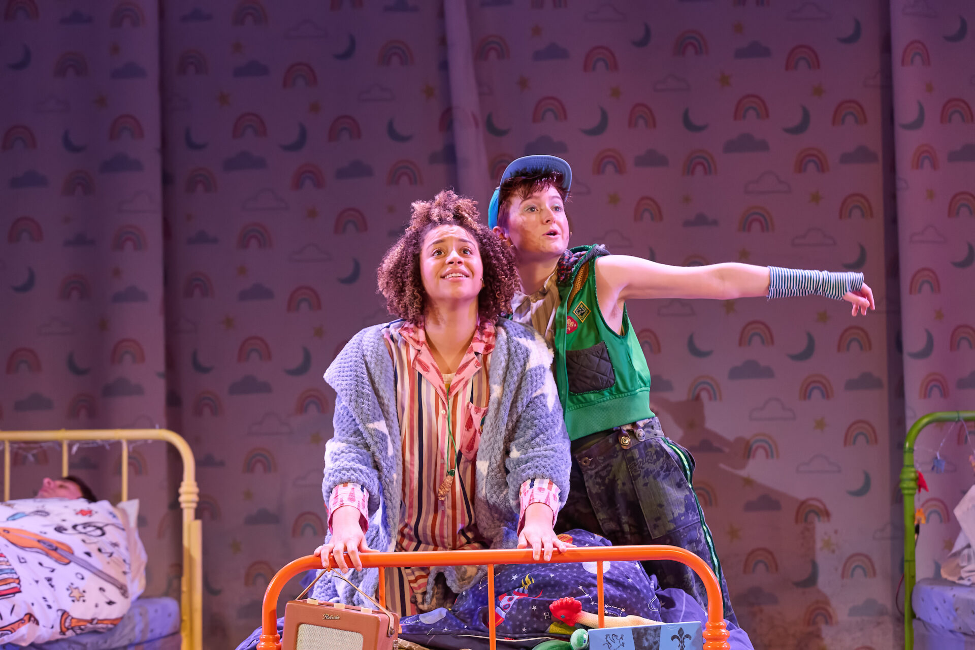 Emily Burnett (Wendy) and Rebecca Hayes (Peter) in Peter Pan. Image: Mark Douet