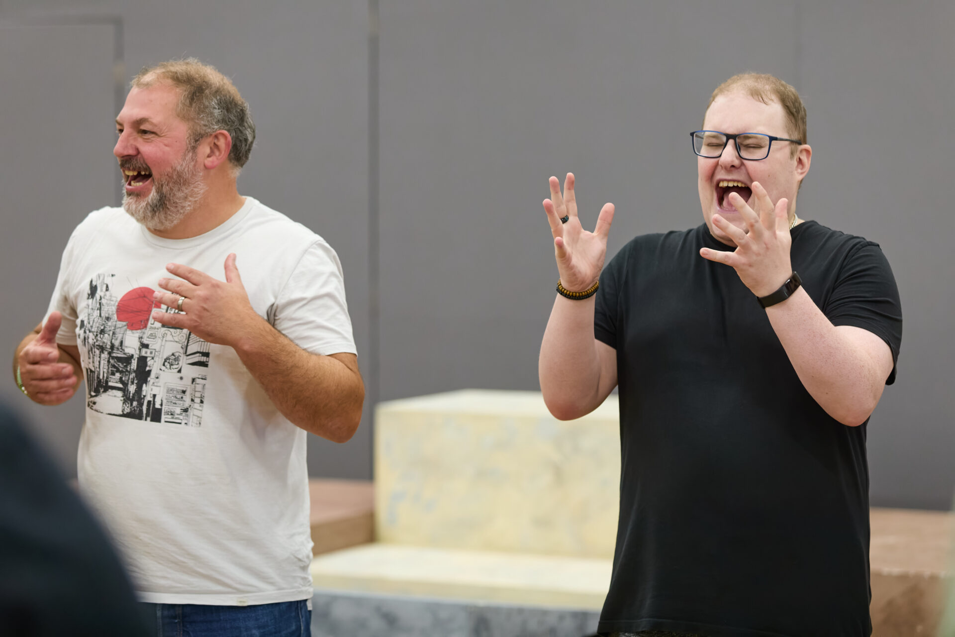 Ben Pettitt-Wade (Co-Director) and Matthew Mullins (John) in the first Housemates readthrough (c) Mark Douet