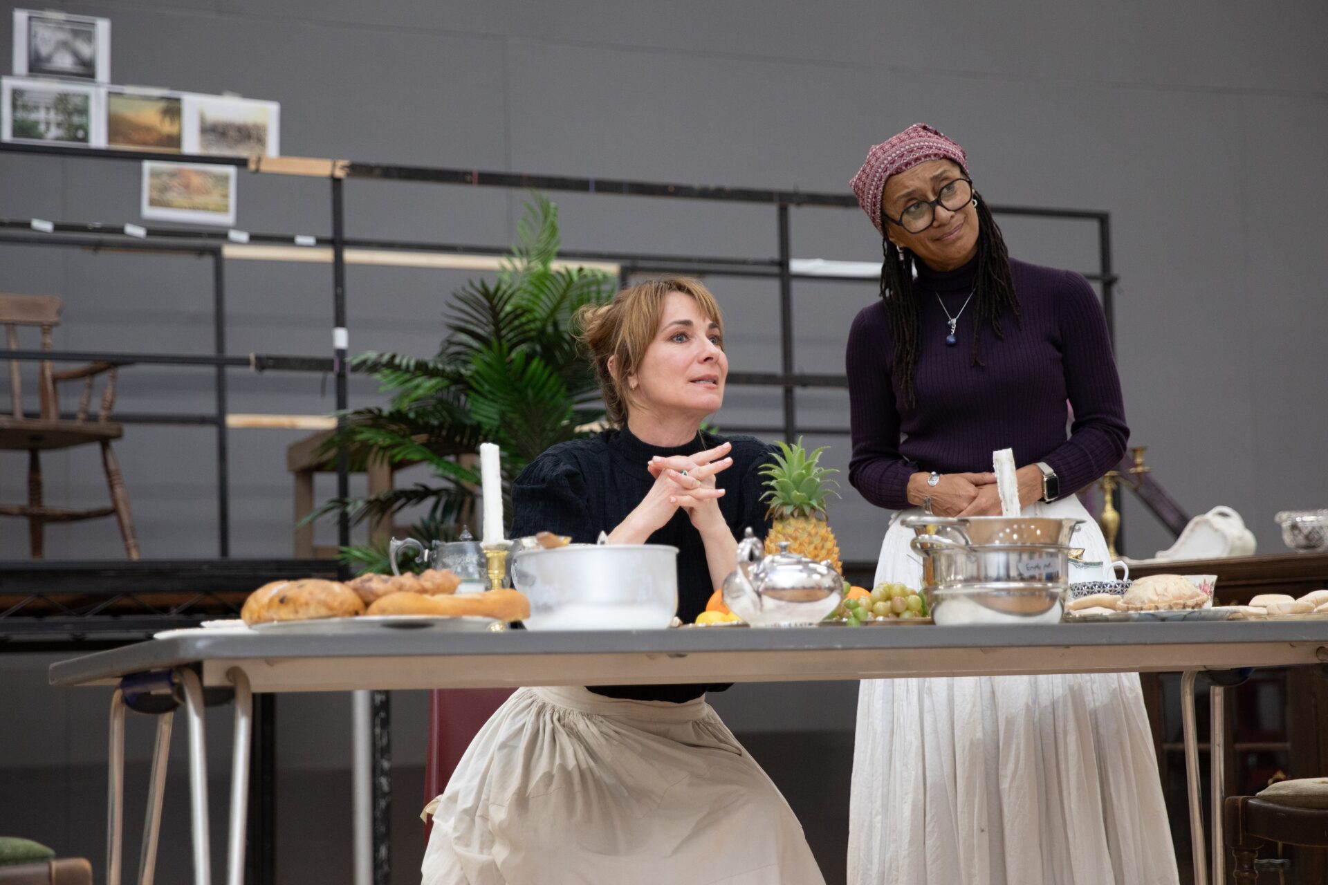 Nia Roberts and Suzanne Packer in rehearsal